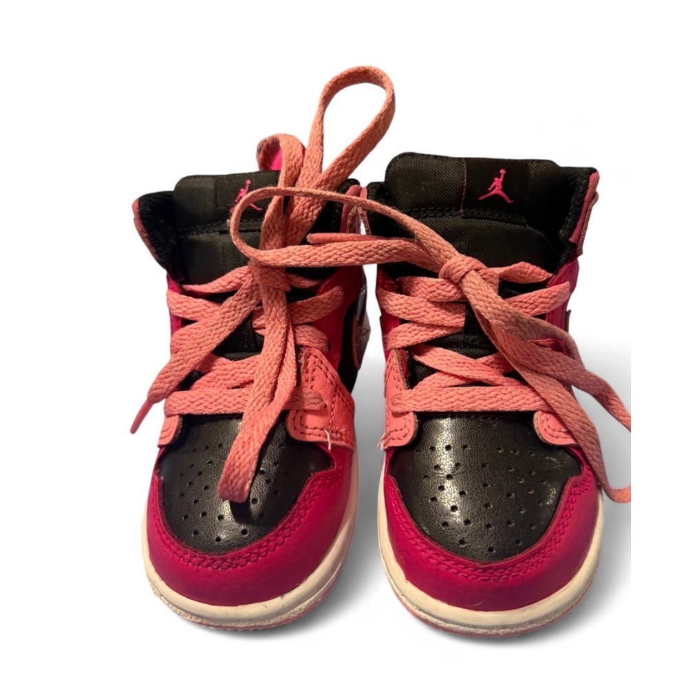 Jordan 1 Mid Pink Berry Black White Toddler Sneakers 640735-662 Size 6C